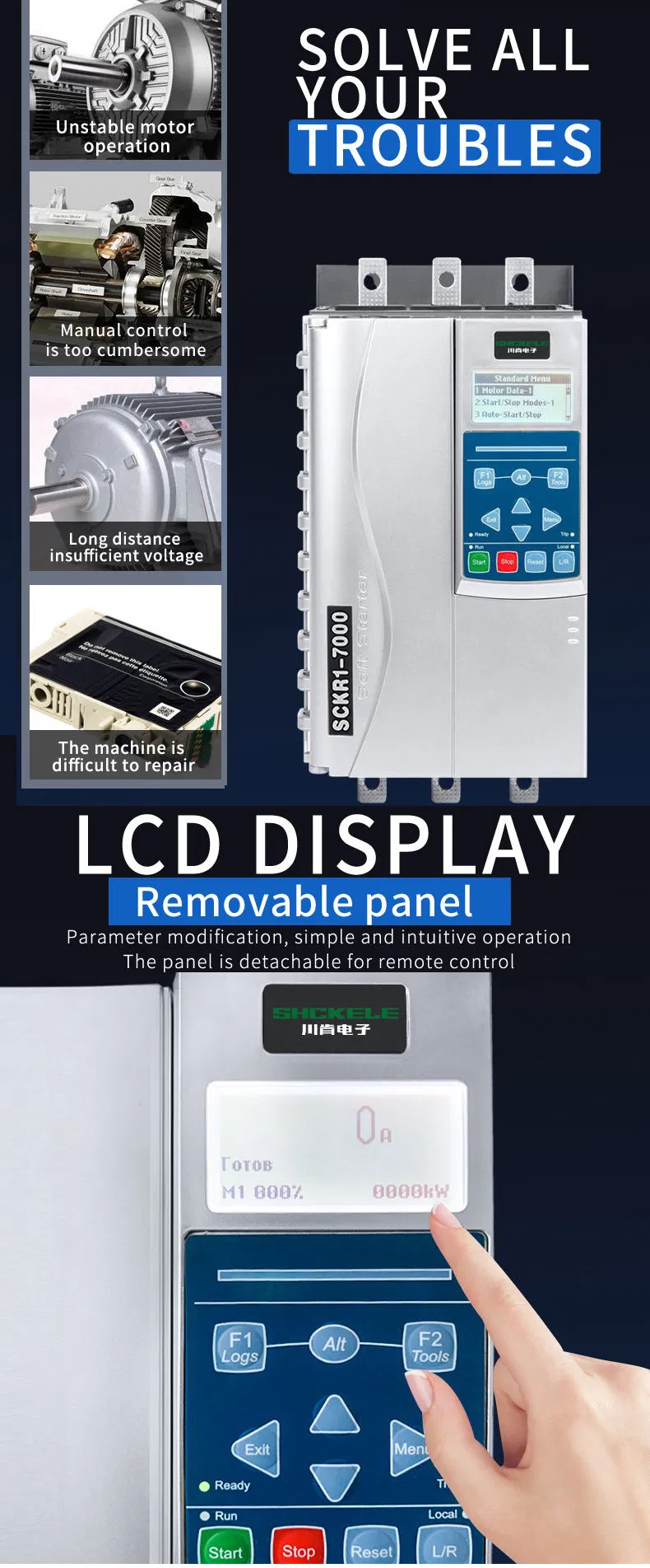 150HP France Intelligent Language Soft Start AC Motor Soft Starter 3 Phase 380V/690V 115kw for Pump Bypass