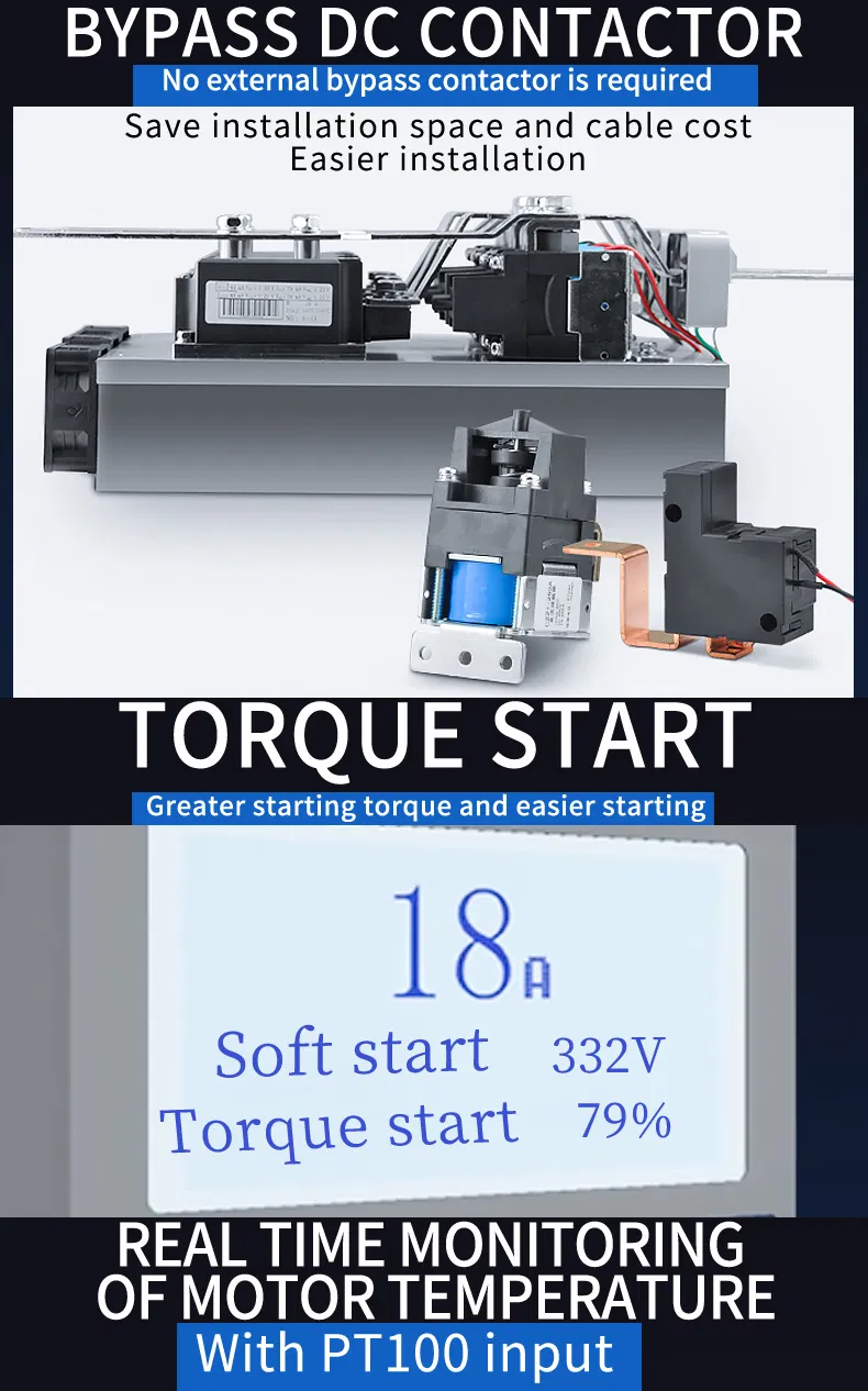 150HP France Intelligent Language Soft Start AC Motor Soft Starter 3 Phase 380V/690V 115kw for Pump Bypass
