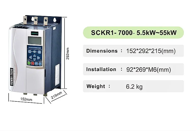 5.5kw~55kw French Language Built-in Bypass Soft Starter Sckr1-7000 Series Three-Phase AC Motor