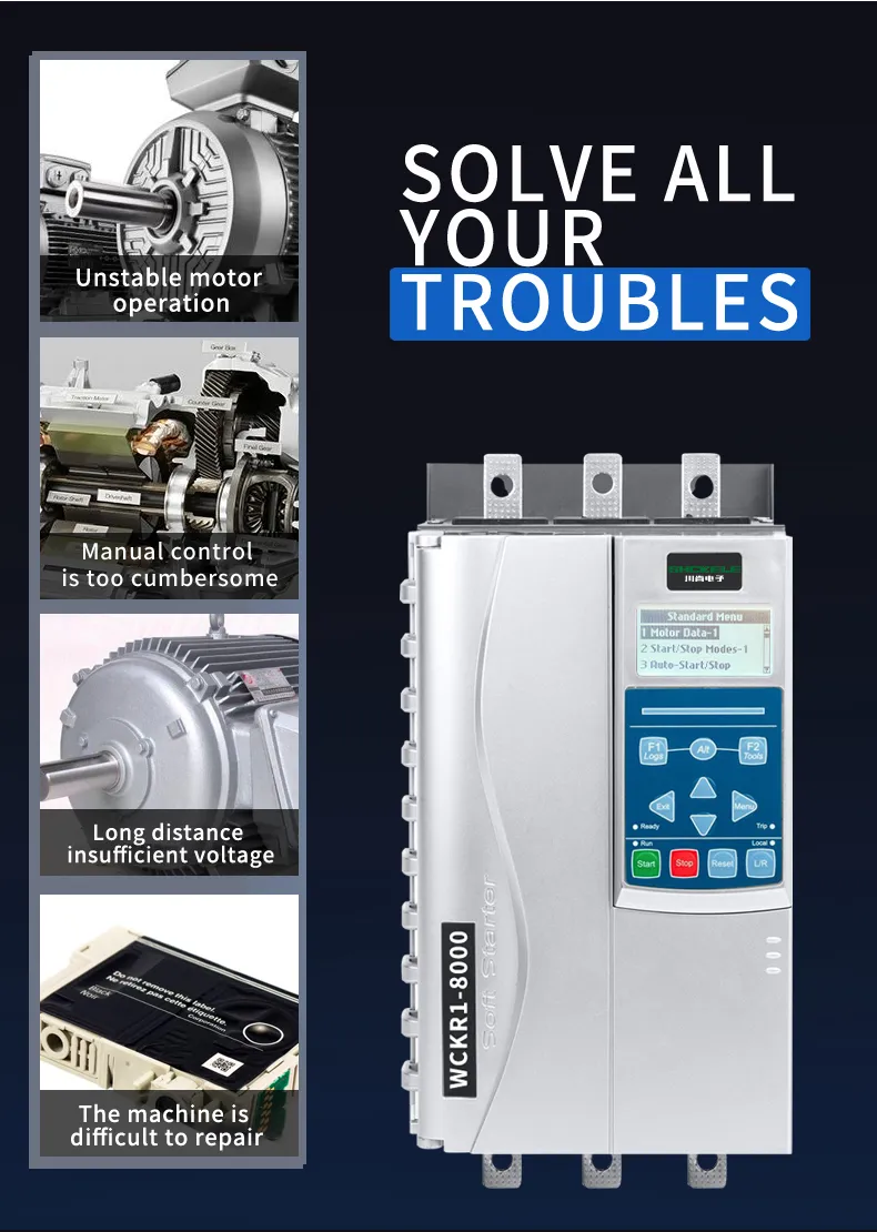 75kw Motor AC Intelligent Soft Starter 150A with Inbuilt Bypass 220V/380V/660V 3phase for Screw Conveyor