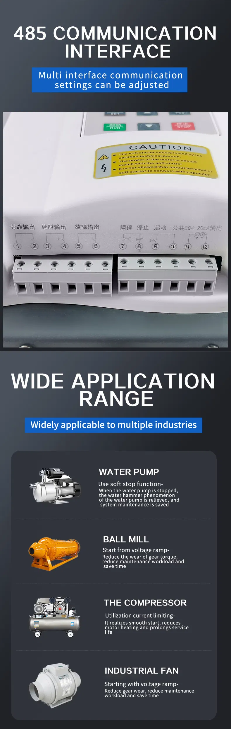 Accept OEM Can Remotely Modbus Profibus 380V Power 5.5kw to 800kw Soft Starter for AC Electric Motor