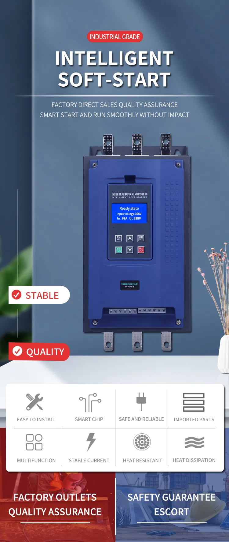 Best Factory Price CE Online 11kw 22A 15HP Pump Motor Soft Starter 3 Phase 220V/400V