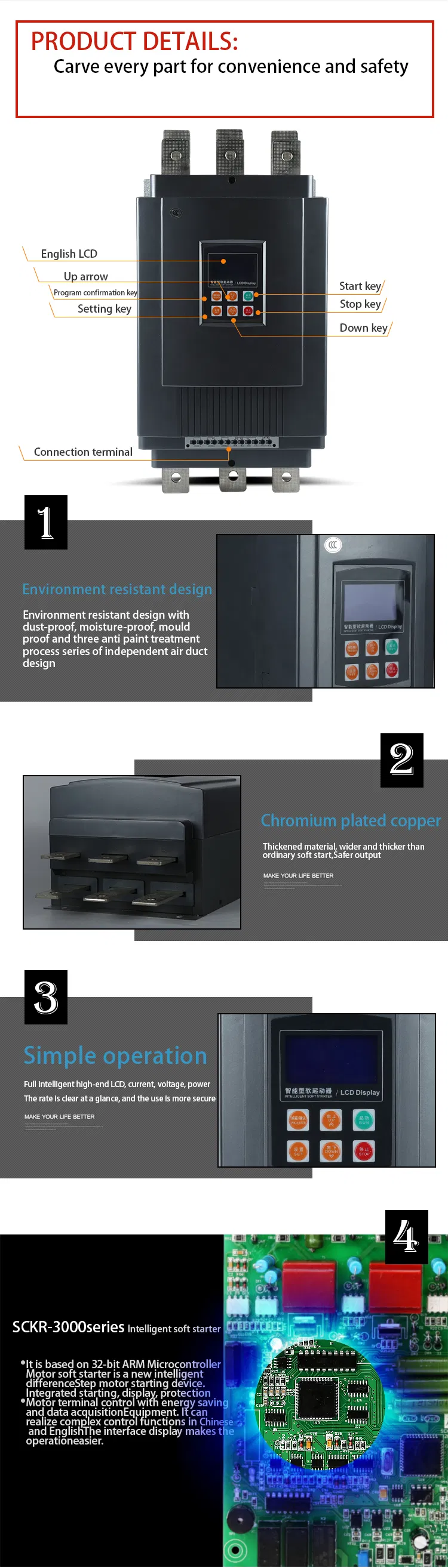 Bypass Soft Starter Three Phase 380V 320kw 50Hz/60Hz for Induction Motor