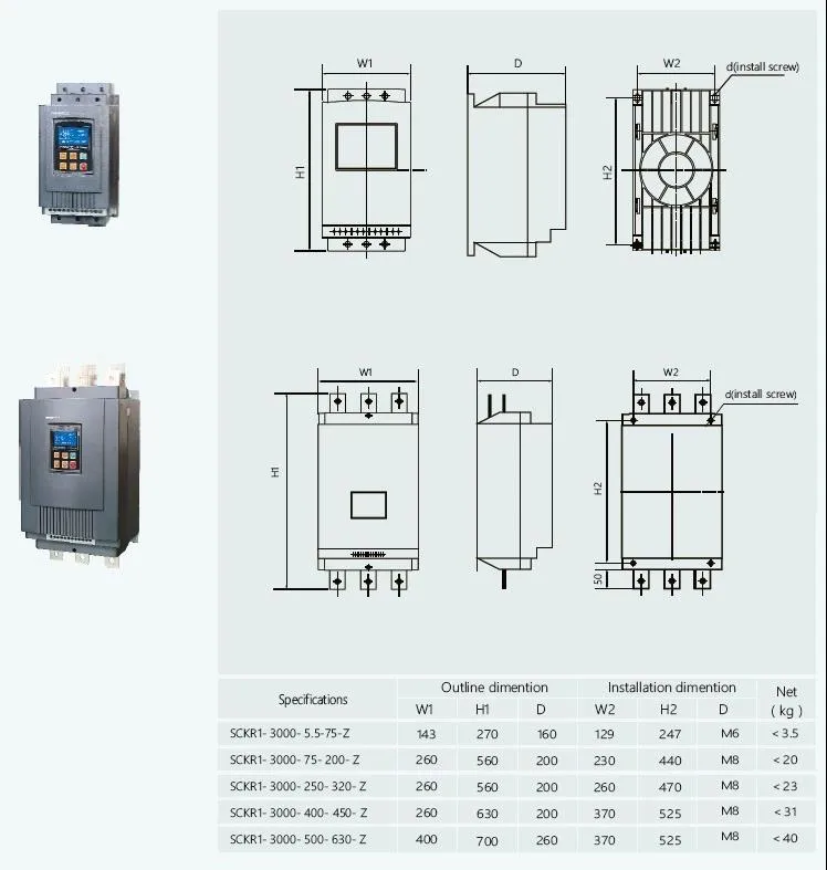 Bypass Soft Starter Three Phase 380V 320kw 50Hz/60Hz for Induction Motor