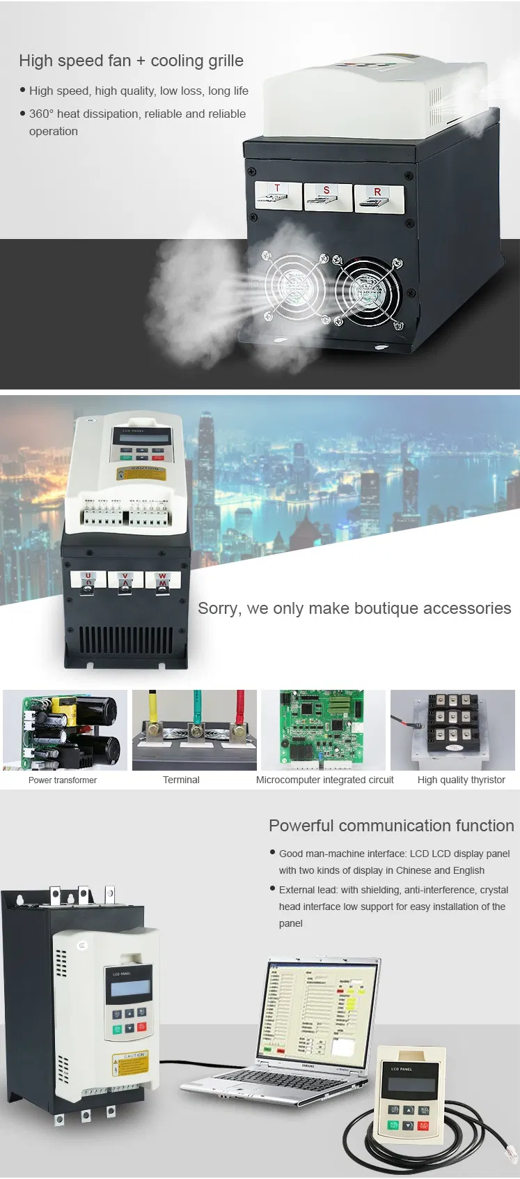 Can Remotely Control 50Hz/60Hz 3phase 380V Power 37kw Soft Starter for AC Electric Motor