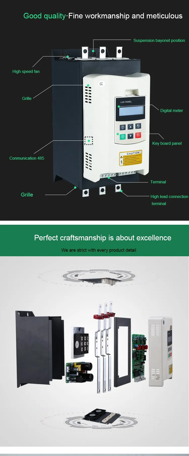 Can Remotely Control 50Hz/60Hz 3phase 380V Power 37kw Soft Starter for AC Electric Motor