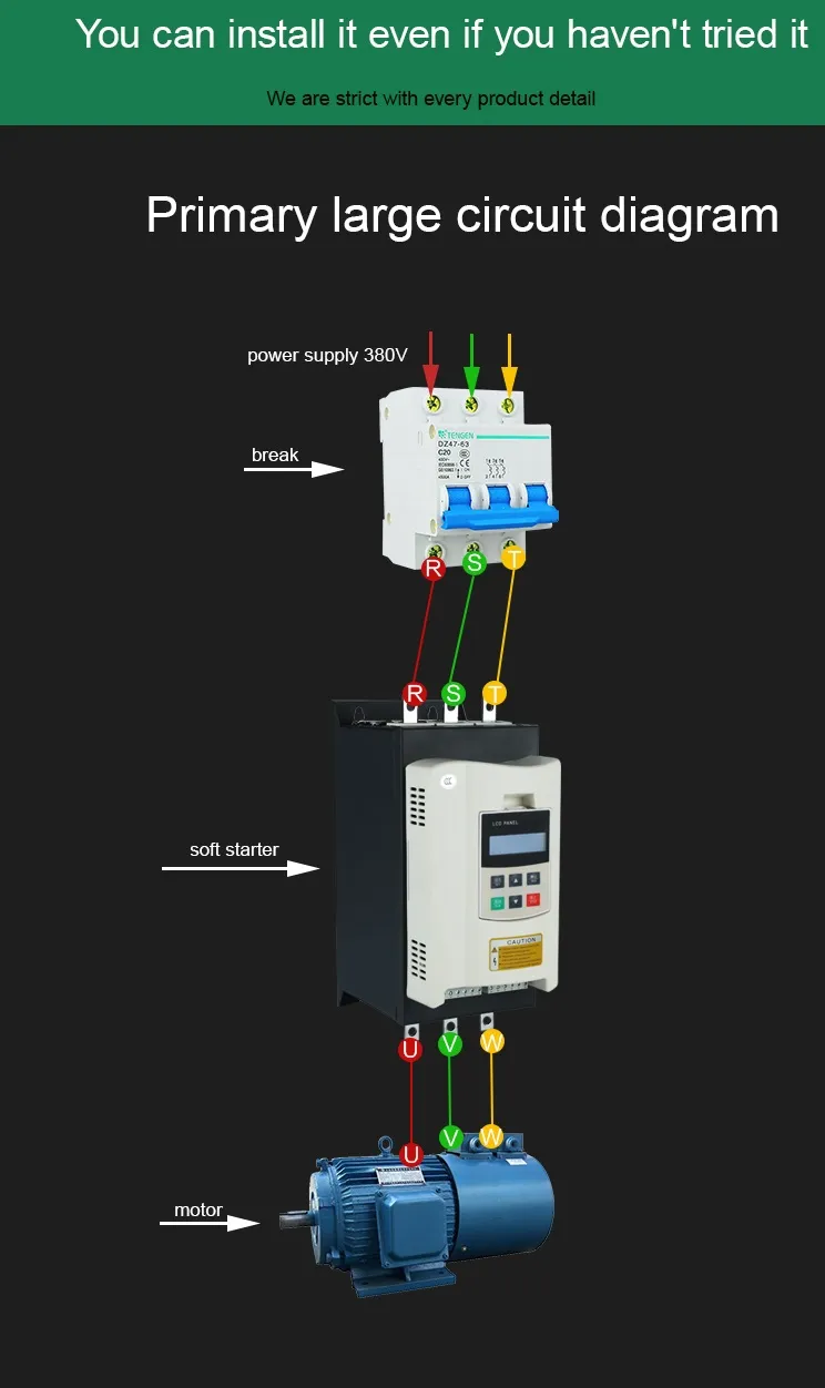 Can Remotely Control 50Hz/60Hz 3phase 380V Power 37kw Soft Starter for AC Electric Motor