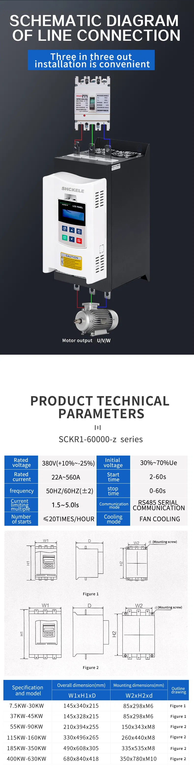 China High Quality Manufacturer 3 Phase 380V 5.5kw to 37kw Soft Starter for Motor