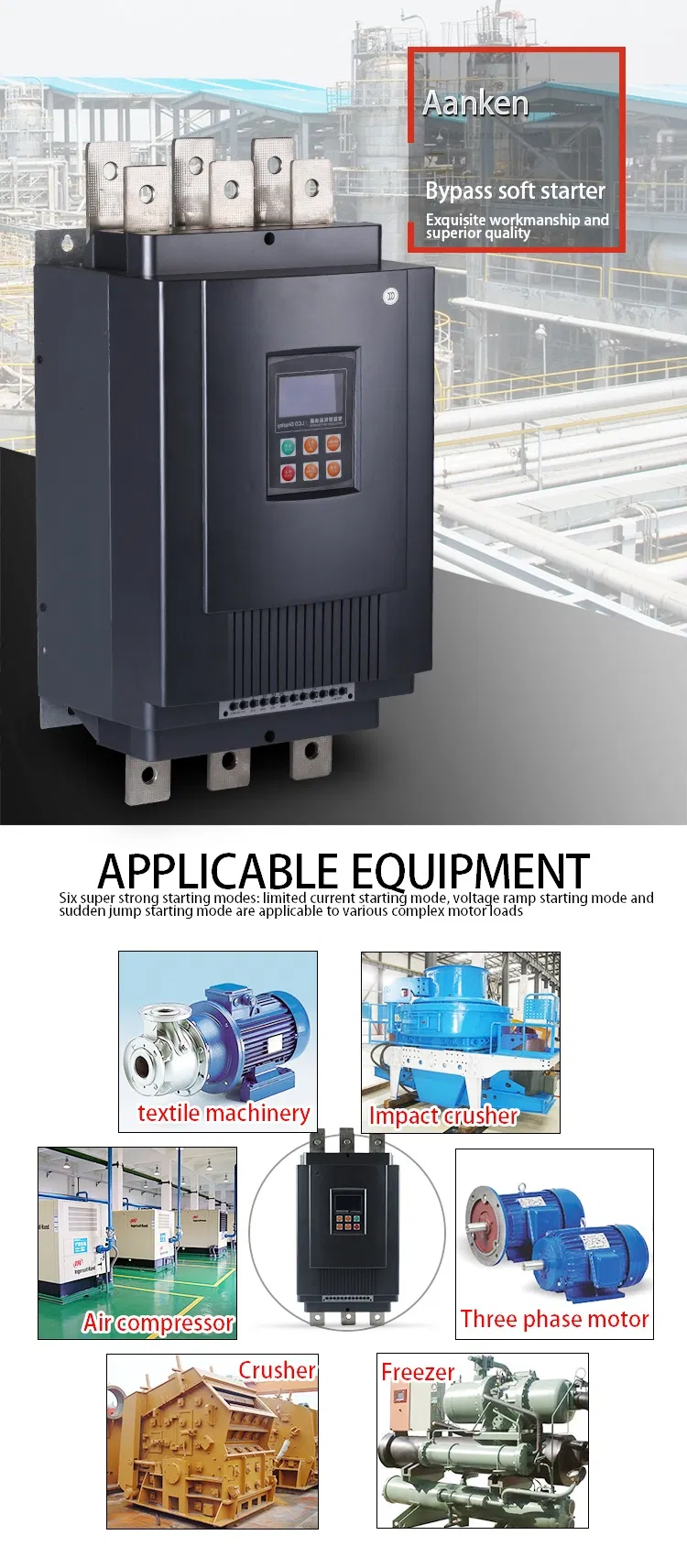 China Three Phase 380V 75kw 100HP 50Hz/60Hz Bypass Motor Soft Starter