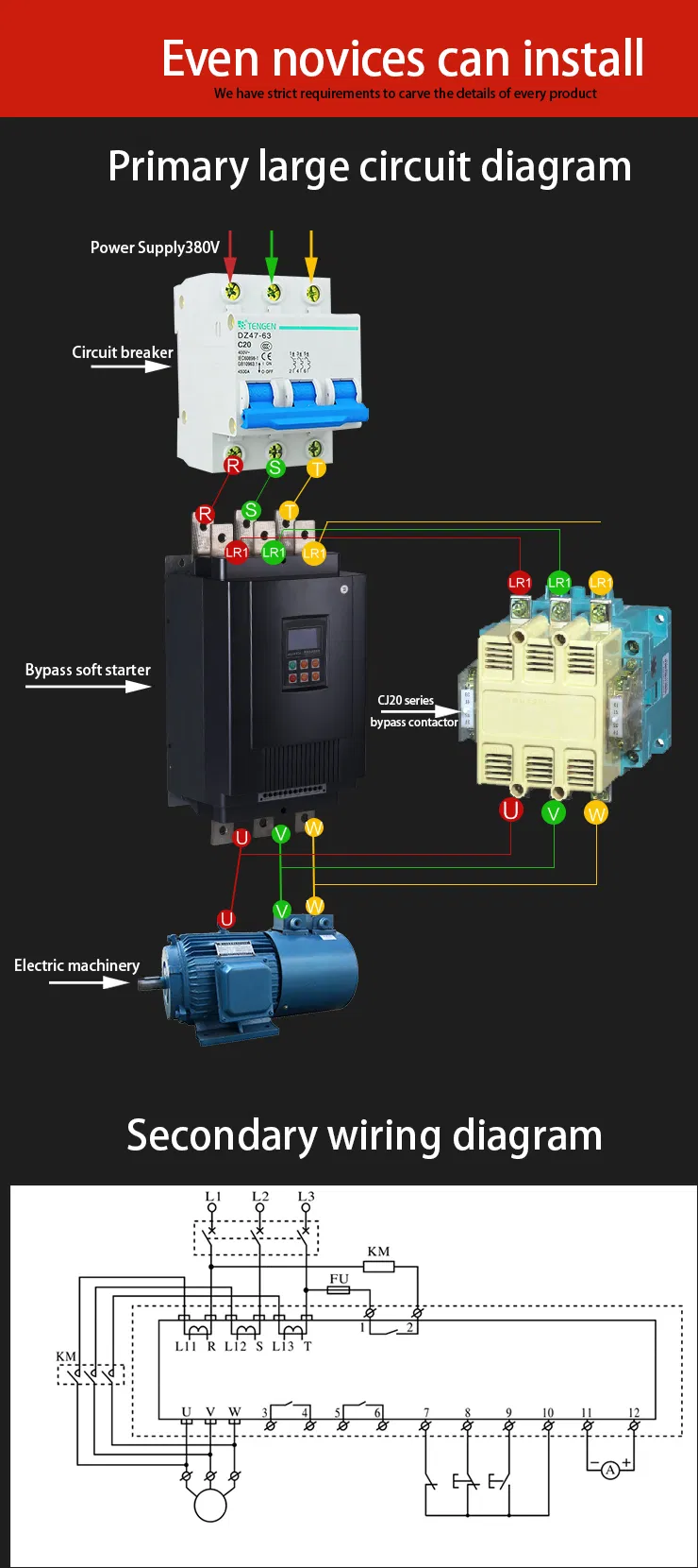 China Three Phase 380V 75kw 100HP 50Hz/60Hz Bypass Motor Soft Starter