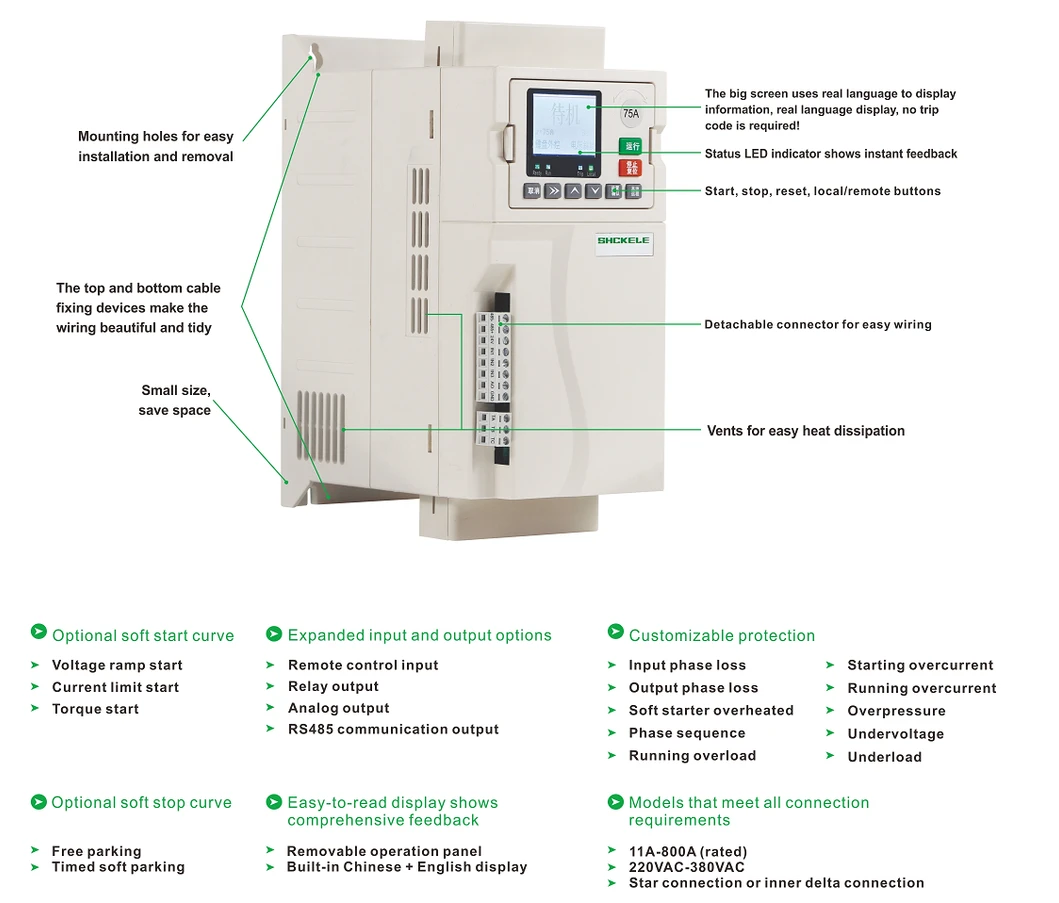 China Top 10 Quality for Three Phase AC Motor 380V 5.5kw to 400kw Online Soft Starter