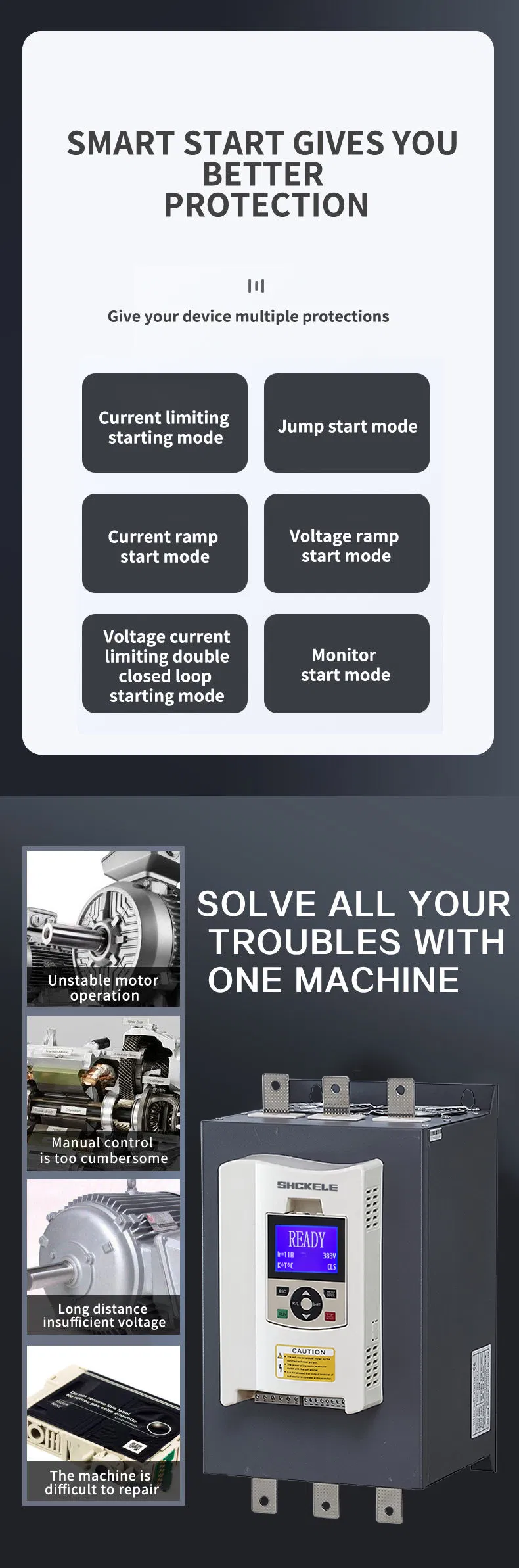 Intelligent Can Remotely Control 50Hz 60Hz 3 Phase 5.5kw~75kw 380V/440V AC 75HP Motor Soft Starter for Motor