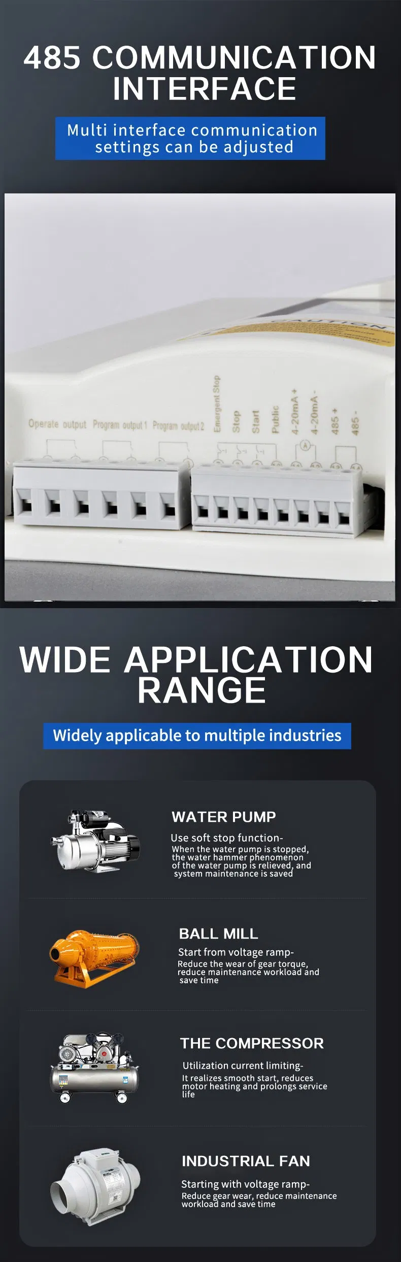 Intelligent Can Remotely Control 50Hz 60Hz 3 Phase 5.5kw~75kw 380V/440V AC 75HP Motor Soft Starter for Motor