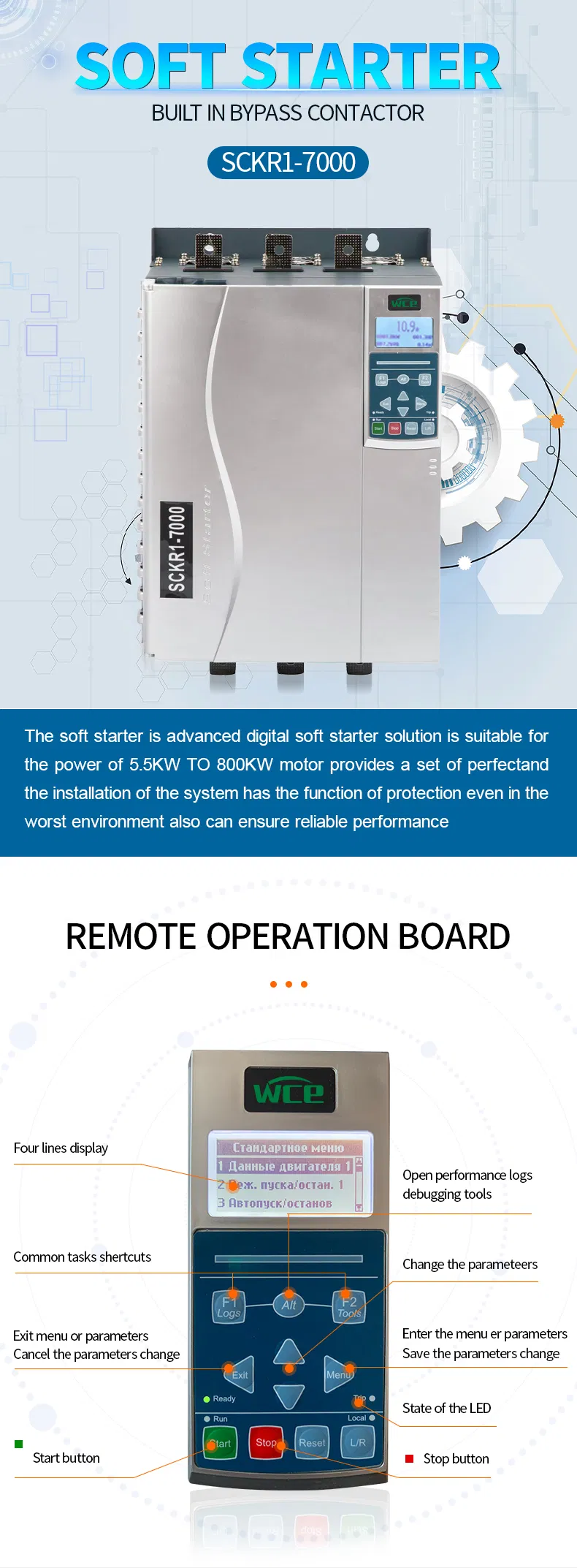 Low Voltage 11-22kw Motor Soft Starter for Compressors with High Precision Control Features