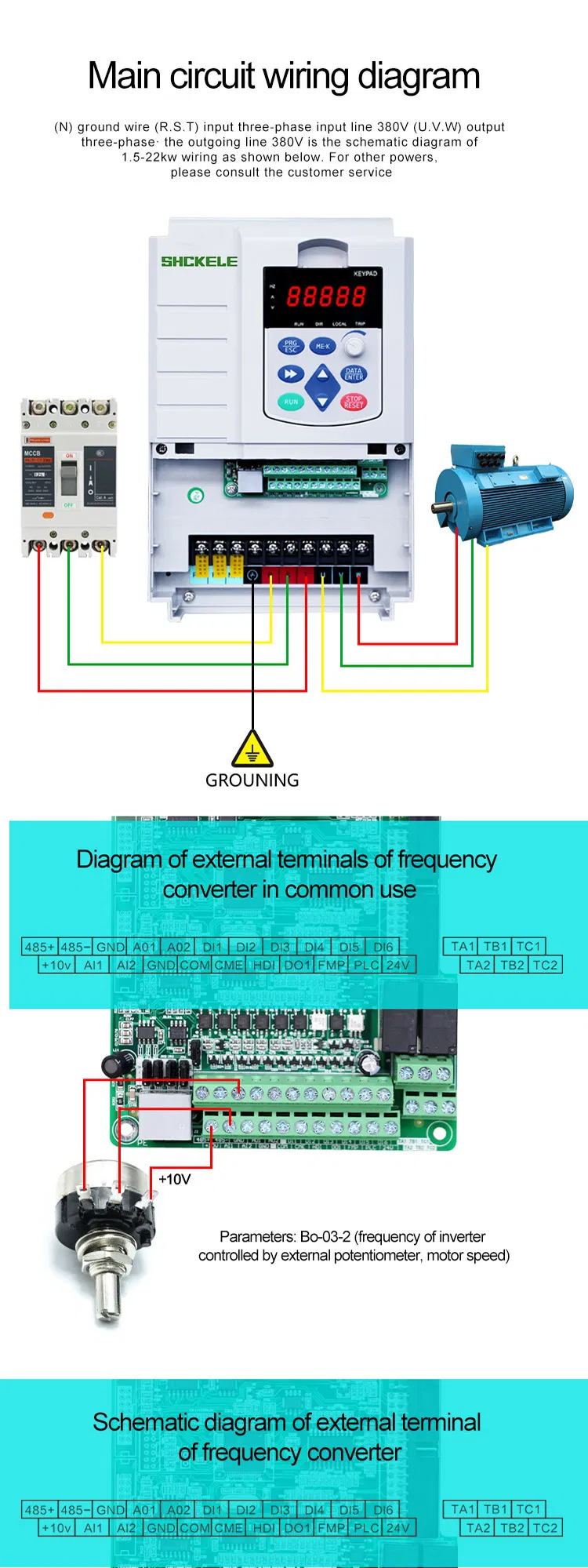 Manufacturer 1 Phase Input to 3 Phase Output VFD 5.5kw Variable Frequency Drive