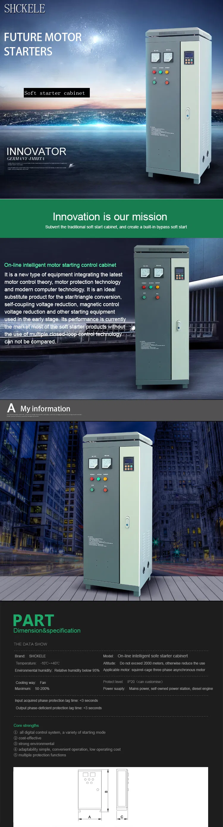 Manufacturer IP30 75kw Durable Motor Soft Starter Cabinet