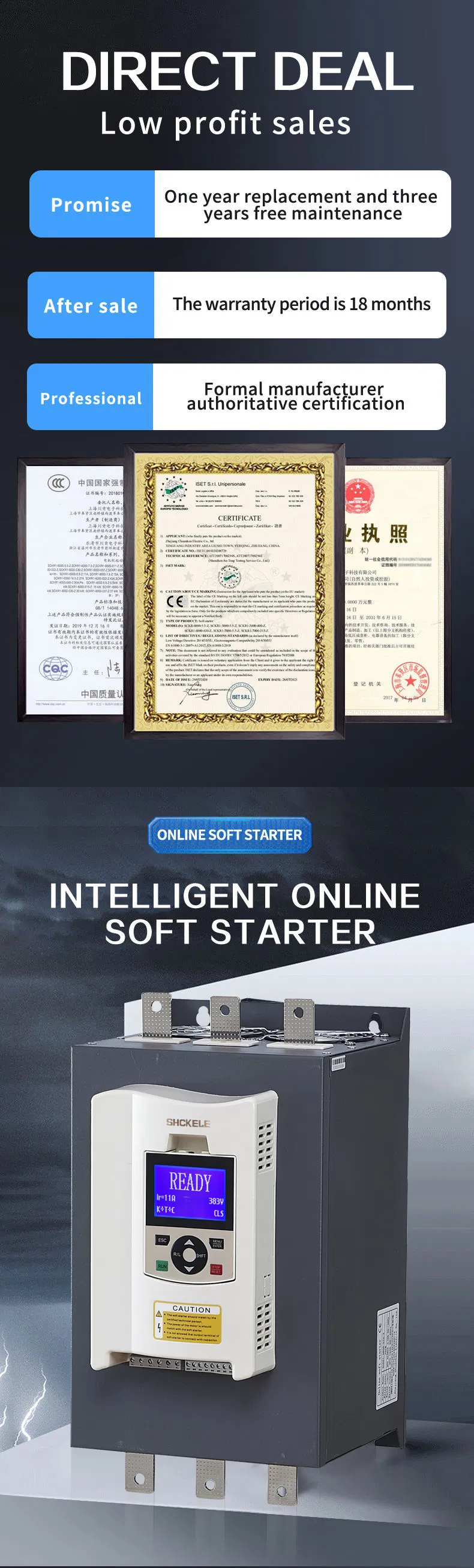 Online 3 Phase Soft Starter Control Pump Motor with 380V Power for 185kw ~280kw