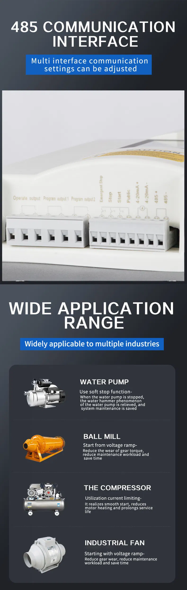 Online Soft Starter 380V 3 Phase 280kw 400kw 50Hz/60Hz Soft Starter for Air Compressor Intelligent