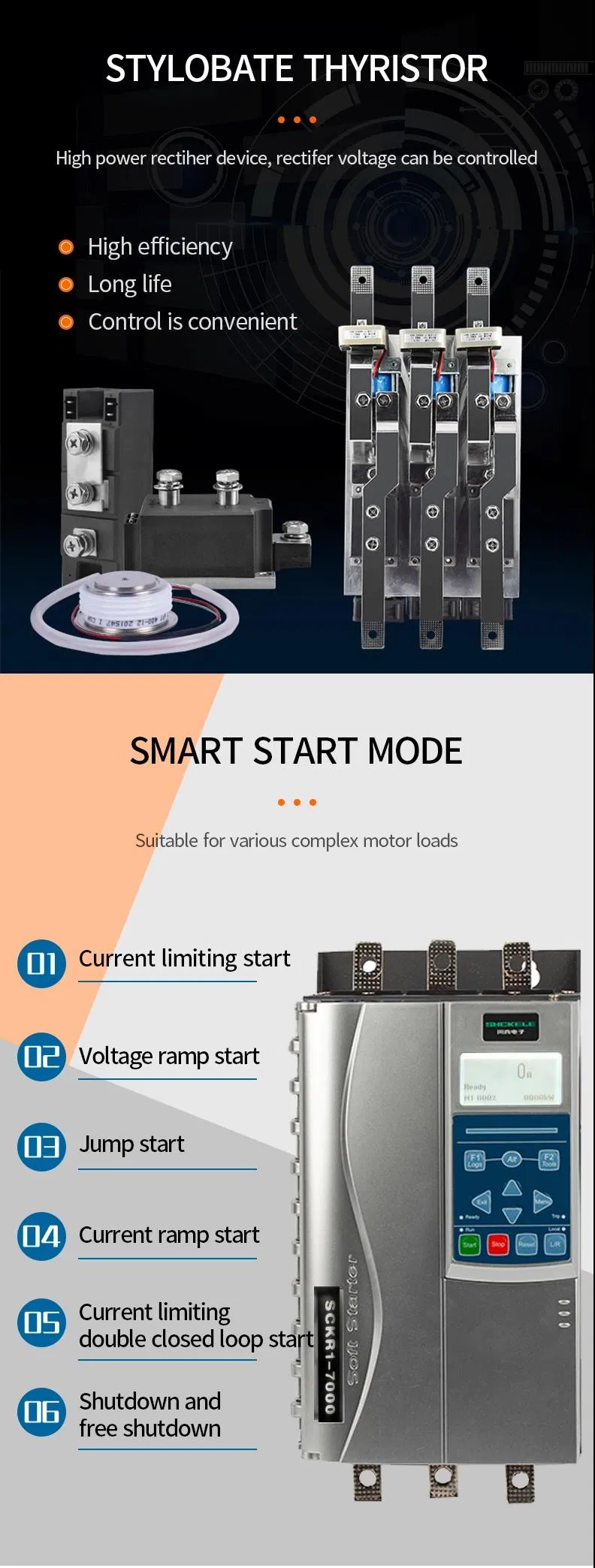 Open Loop Protection AC 3 Phase Motor Soft Starter 150A 380V 75kw 100HP Bypass for Air Compressor