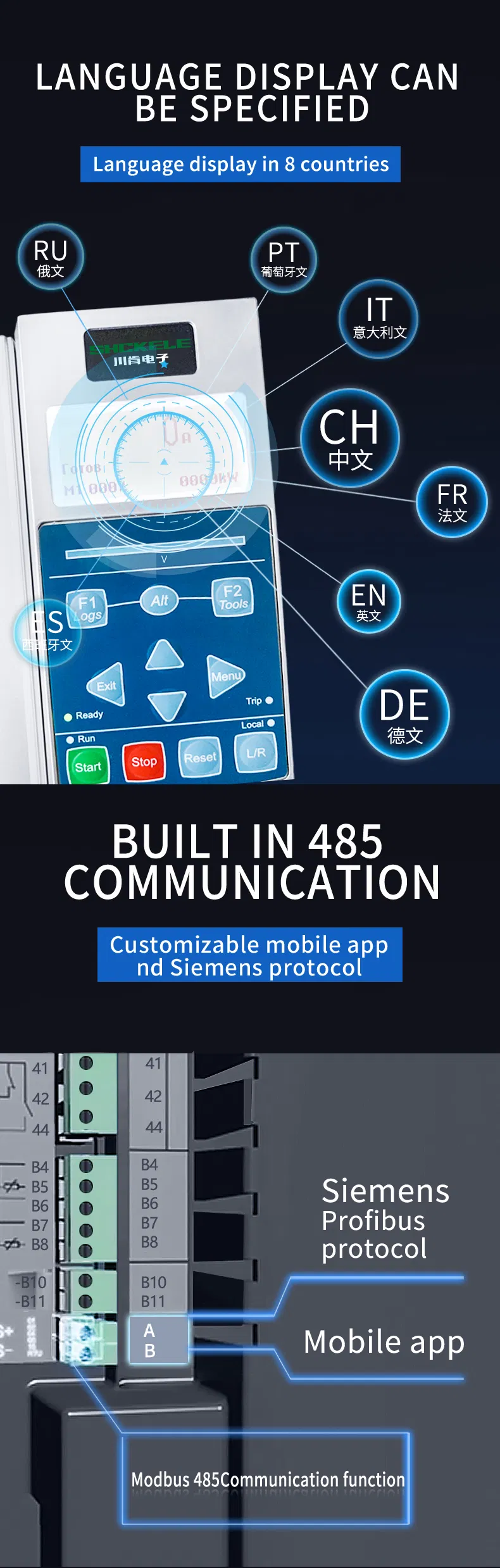 Spanish Intelligent Language Motor 220V/380V/480V/690V 7.5kw Soft Starter 3 Phase