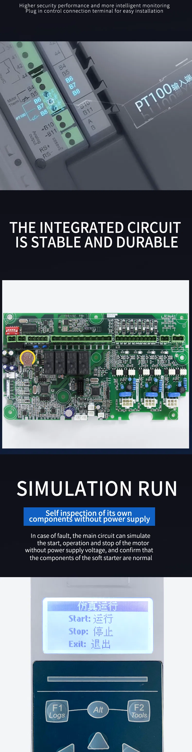 Spanish Intelligent Language Motor 220V/380V/480V/690V 7.5kw Soft Starter 3 Phase