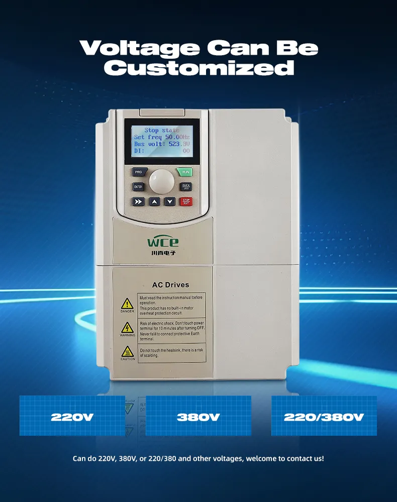 Support Mobile APP Frequency Converter 7.5kw to 90kw Speed Controller VFD