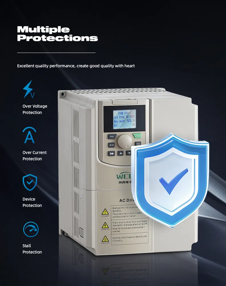 Support Mobile APP Frequency Converter 7.5kw to 90kw Speed Controller VFD
