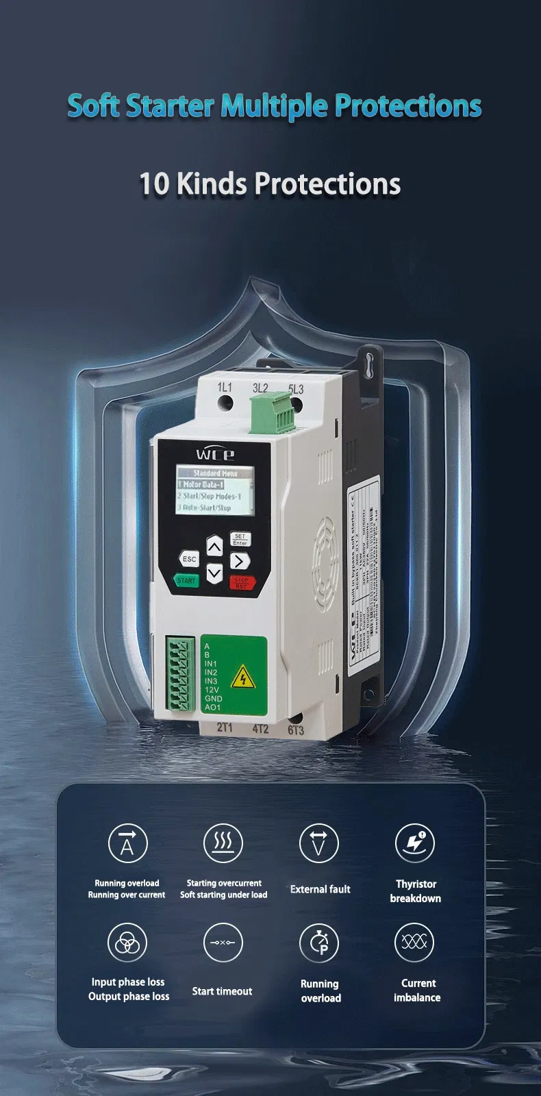 Top Factory Soft Start Built-in Bypass15kw/0.75HP~150HP, 220V/380V for Water Pump