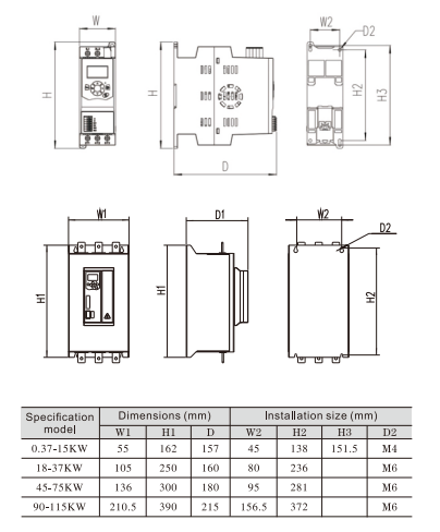 Update Built-in Bypass Soft Starter 0.37kw~15kw/0.75HP~20HP 3 Phase 220V/380V AC Motor Soft Starter for Motor