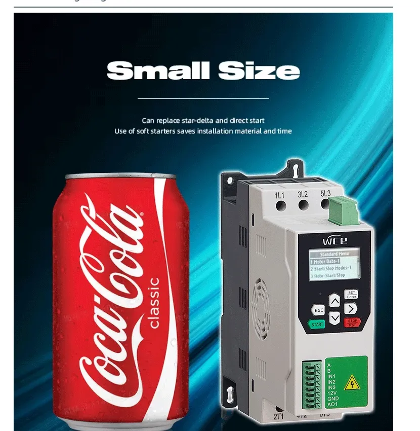 Update Built-in Bypass Soft Starter 0.37kw~15kw/0.75HP~20HP 3 Phase 220V/380V AC Motor Soft Starter for Motor