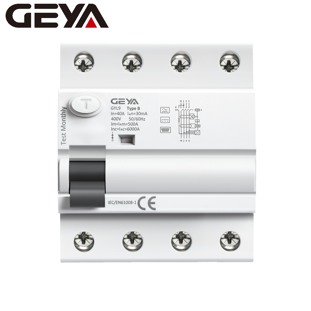 GEYA GYL9-B 4P 30mA  Circuit Breaker Type B DC 500v Electrical Supplies Dc Rccb 63a 300am Rcd B
