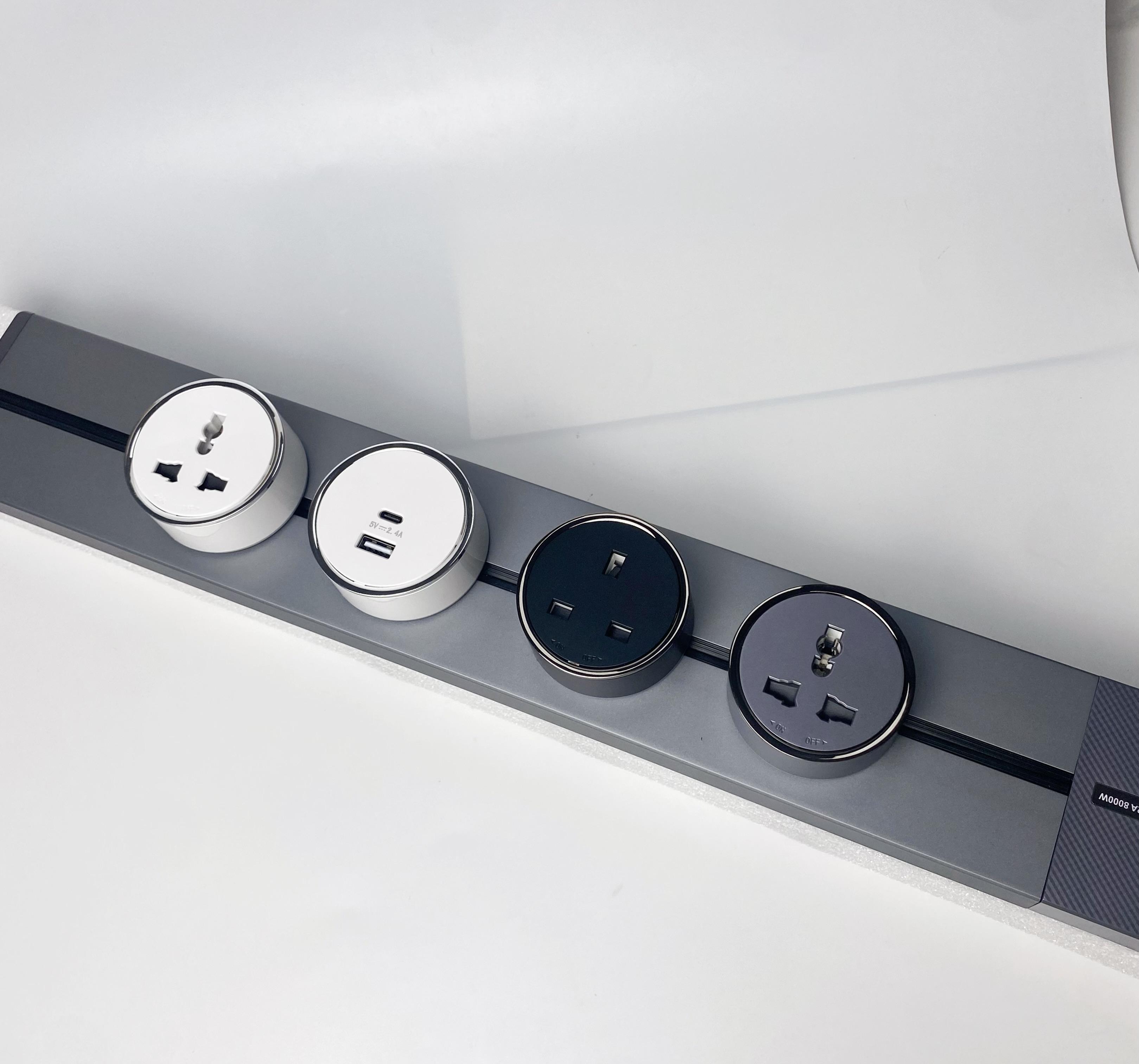 GEYA Desktop Power Track System Socket Flexible Outlet Track Socket Mobile Rail Socket Guide Rail